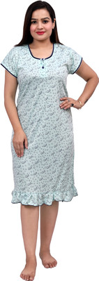 Swastik Stuffs Women Nightshirts(Light Blue)