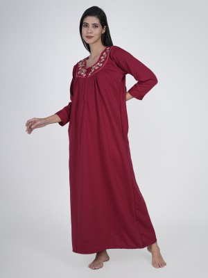 Aartej Women Nightdress(Maroon)