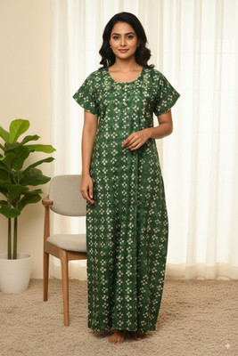 KushiNighties Women Nighty(Green)