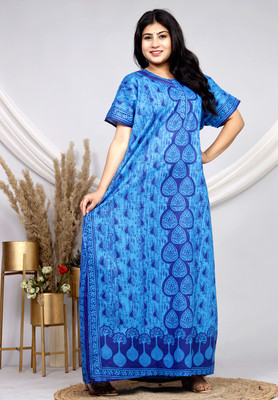 Parth Fashion Women Nighty(Blue)
