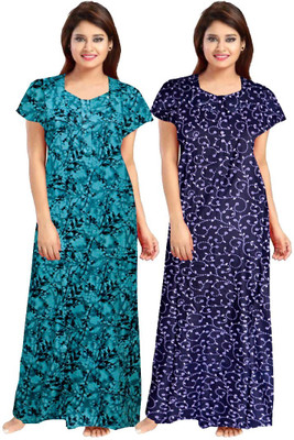 Hans Craft And Art Women Nighty(Blue, Red)