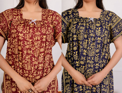 RAKESH FASHION Women Nighty(Blue)