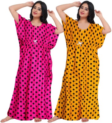 Shunit creation Women Nighty Set(Pink, Yellow)