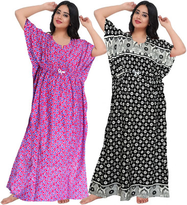 Sharma Distributor Women Nighty(Pink, Black)