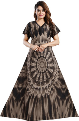 SHOPPING STATION Women Nighty(Black)