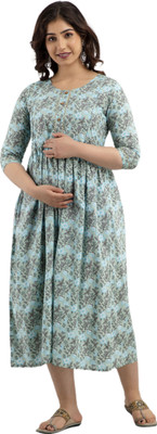 Zarvisha Women Maternity/Nursing Nighty(Light Blue)