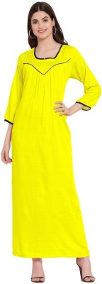 patrorna Women Nighty(Yellow)