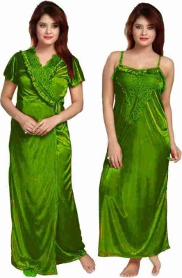 DIVYASTRI FASHION Women Nighty with Robe(Green)