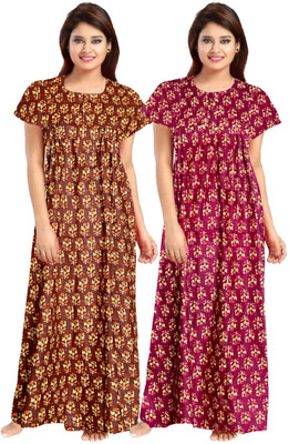 PINK CITY MART Women Nighty(Brown, Pink)