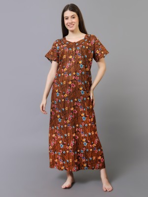 XPIOX Women Nighty(Brown)