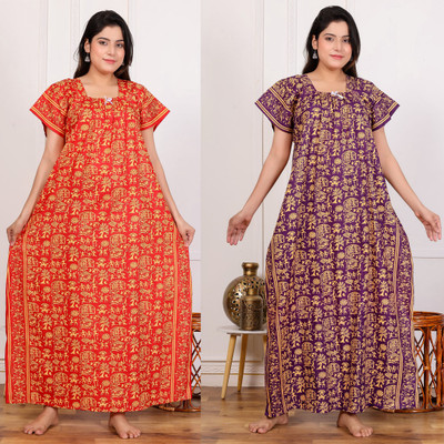 RAKESH FASHION Women Nighty(Red)