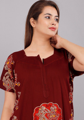 Homezilla Women Nighty(Maroon)