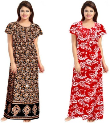 Sarika Fashion Women Nighty(Red, Brown)