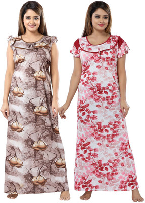 SHOPPING STATION Women Nighty(Multicolor)