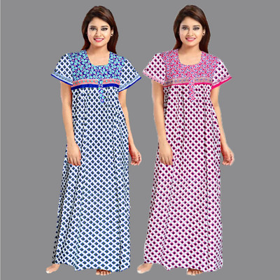 Sharma Distributor Women Nighty(Blue, Pink)