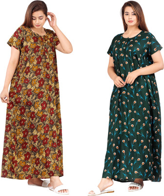 Poonam Enterprises Women Nighty(Multicolor)