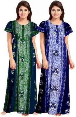 KBNBJ Women Nighty(Green, Blue)