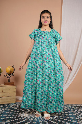 Homezilla Women Nighty(Light Green)