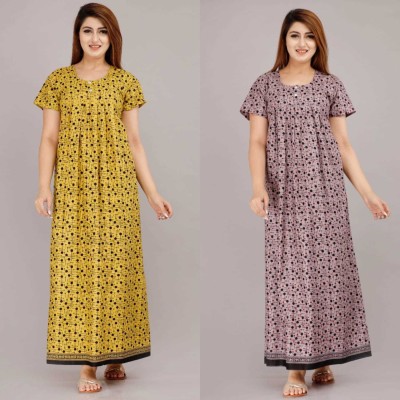 DEEPALI CREATION Women Nighty(Yellow, Purple)