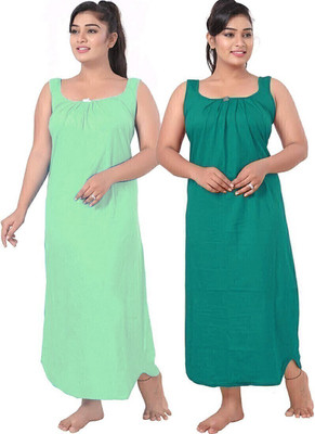UNIQUE COLLECTONS Women Nighty(Dark Green, Light Green)