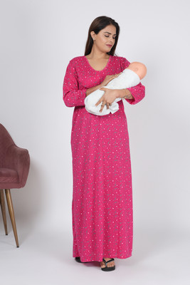 REN STAR Women Maternity/Nursing Nighty(Pink)