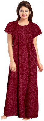 Homezilla Women Nighty(Maroon)
