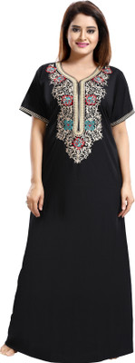 Nightify Women Nightdress(Black)