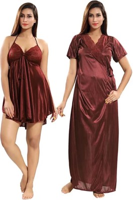 now model Women Nighty Set(Brown)