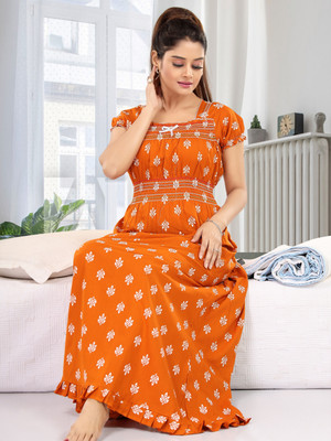 Nighty King Women Nightdress(Orange)