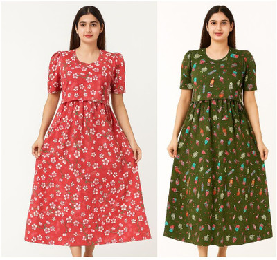 sahana Women Maternity/Nursing Nighty(Multicolor)