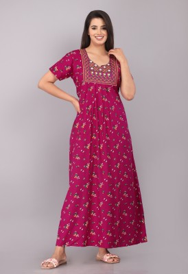 SHRI KRISHNA FABRIC Women Nighty(Purple)