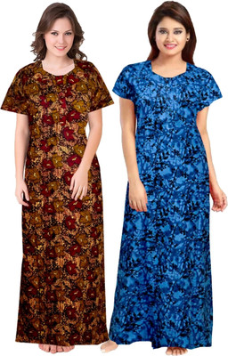 Arti fashion Women Nighty Set(Brown, Blue)