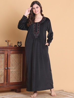 Secret Wish Women Nighty(Black)