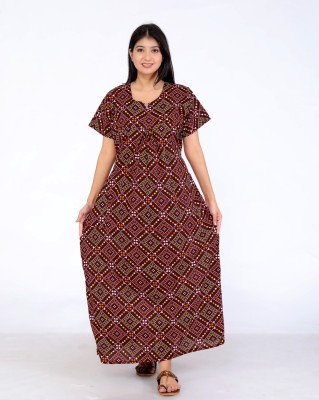 Harshita Enterprises Women Nighty(Brown)