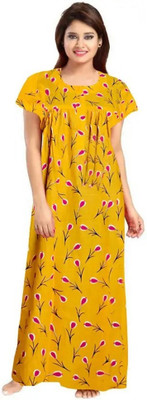 Gauri Creation Women Nighty(Yellow)