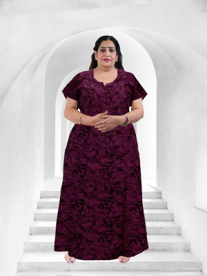 MF CREATION Women Nighty(Maroon)