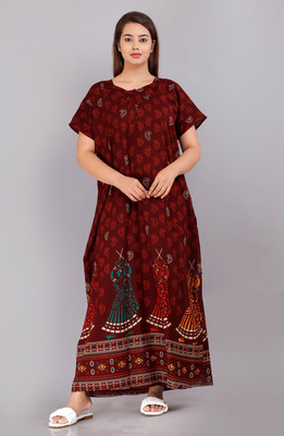 AakarShana Women Nighty(Maroon)