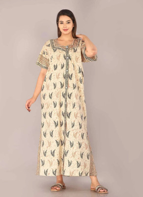 Durga Enterprises Women Maternity/Nursing Nighty(Beige)