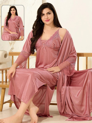 Kattly Women Nighty(Pink)