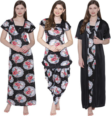 PHALIN Women Nighty Set(Multicolor)