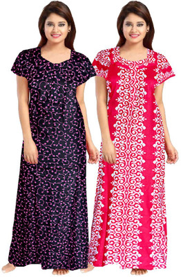 Hans Craft Women Nighty(Blue, Pink)