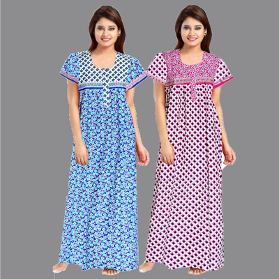 Sharma Distributor Women Nighty(Blue, Pink)