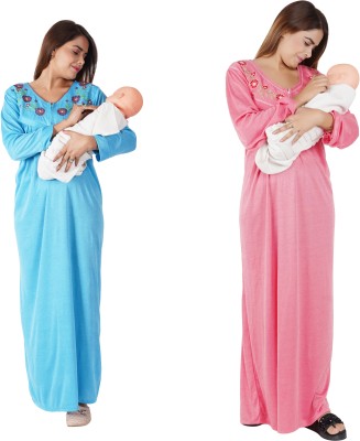 INSTRY Women Maternity/Nursing Nighty(Multicolor)