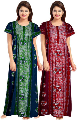 DreamBe Women Nighty(Green, Maroon)