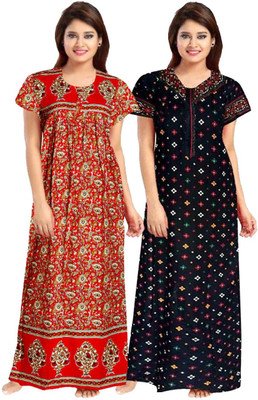 SINDHU ENTERPRISES Women Nighty(Red, Black)