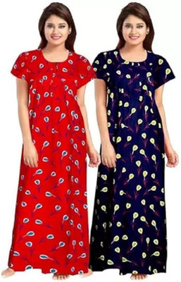 Bajrang Enterprises Women Nighty(Red, Black)