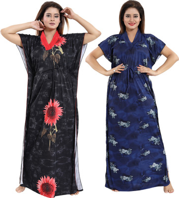 SHOPPING STATION Women Nighty(Multicolor)