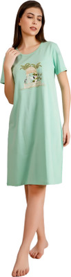 LIVAX COTTY Women Nightshirts(Light Green)