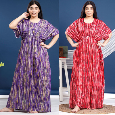 DivyaFashion Women Nighty(Purple, Red)