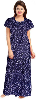 VILAKSHAN Women Nighty(Blue)
